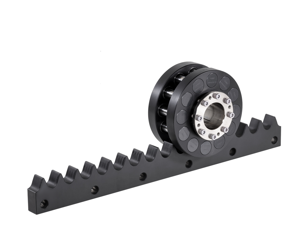 Zero-Backlash rack and pinion for heavy load transportation projects.